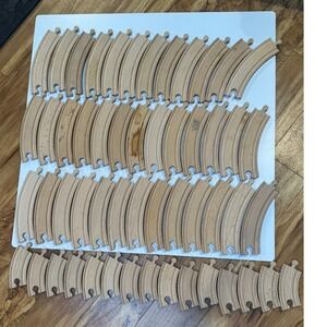 Brio Wooden Train Curved Track Huge Lot 50+ Pieces Compatible Thomas Railway
